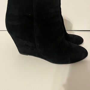 Via Spiga Harrison Suede Wedge Black Ankle Booties